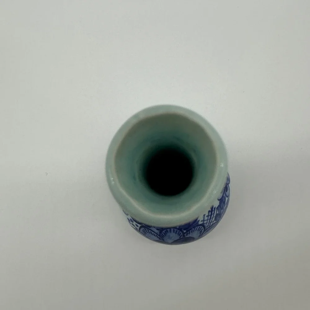 Michelotti Delft Blue Bud Vase Hand Painted Holland Floral Porcelain 6 Inch